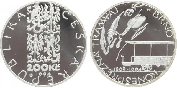200 Kč 1994 - Koněspřežná tramvaj v Brně, PROOF
