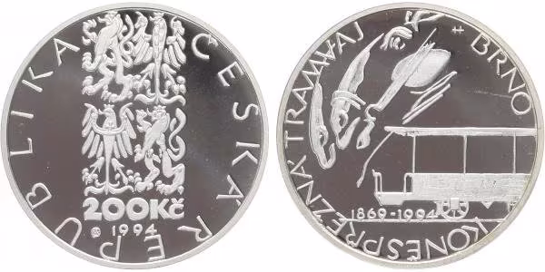 200 Kč 1994 - Koněspřežná tramvaj v Brně, PROOF