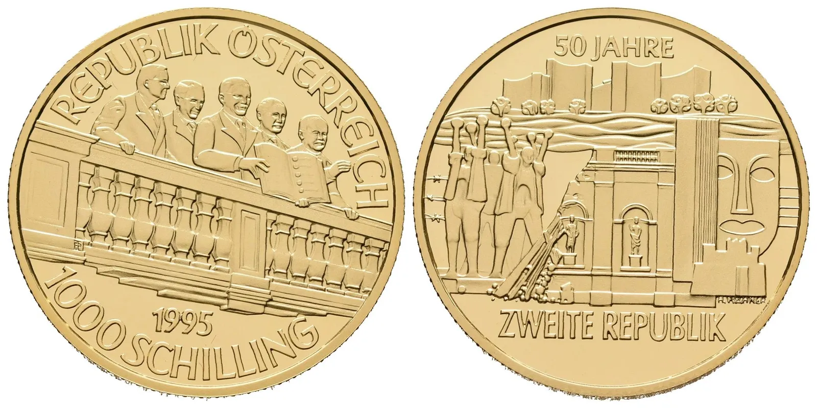Rakousko, 1000 Schilling 1995 - 50 let Druhé republiky