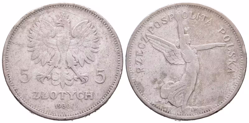 Polsko, 5 Zlotých 1930 - Niké