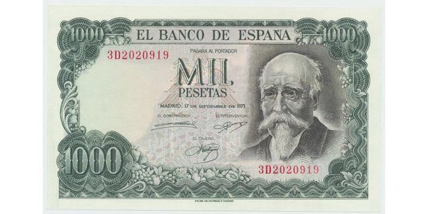 Španělsko, 1000 Peseta 1971, P.154