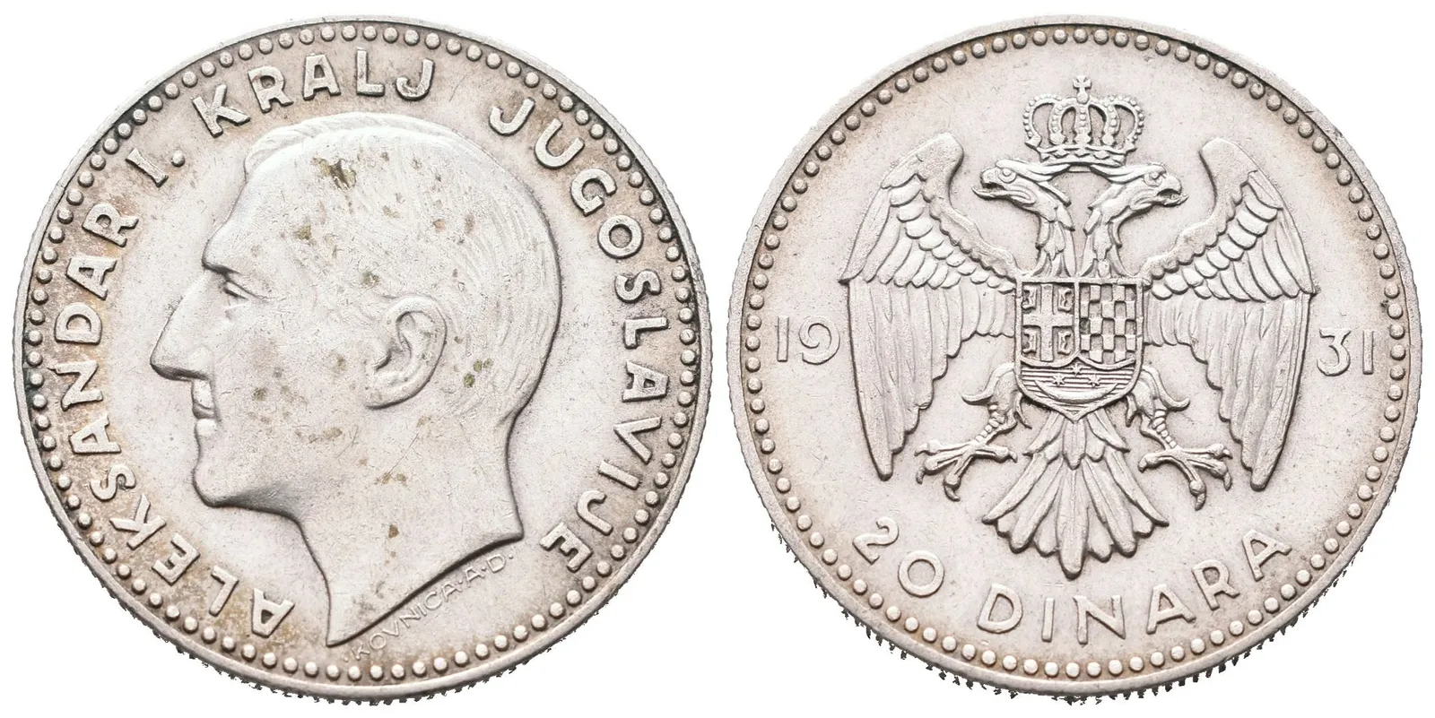 Jugoslávie, 20 Dinar 1931