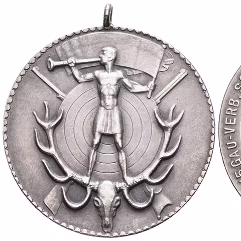 AR Medaile 1927 - 15. Župní spolkové střelby k 35. výročí založení střel. spolku Freischütz Stutgart,