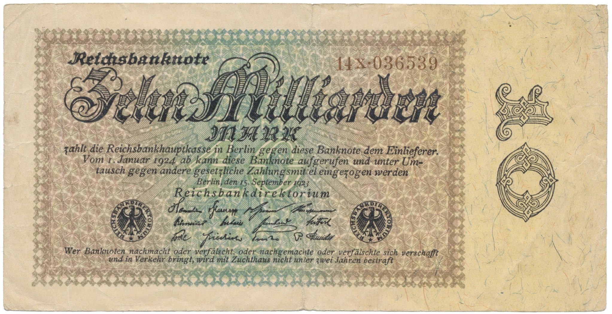Německo, 10 Milliarden Mark 1923, Ro.113b