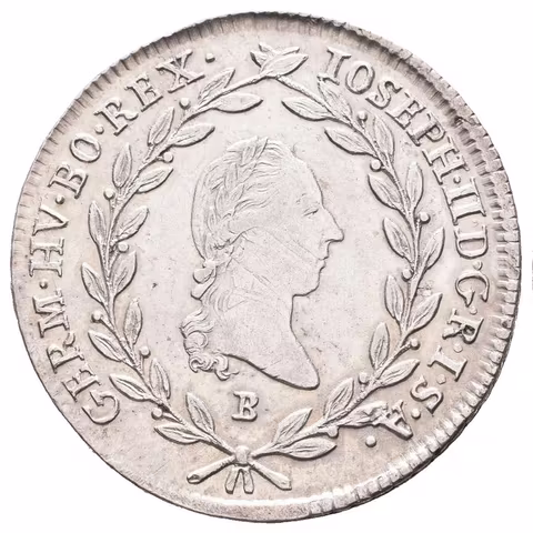 20 Krejcar 1786 B, Kremnica, Husz.1880, krásná zachovalost, patina, zbytky lesku, rysky