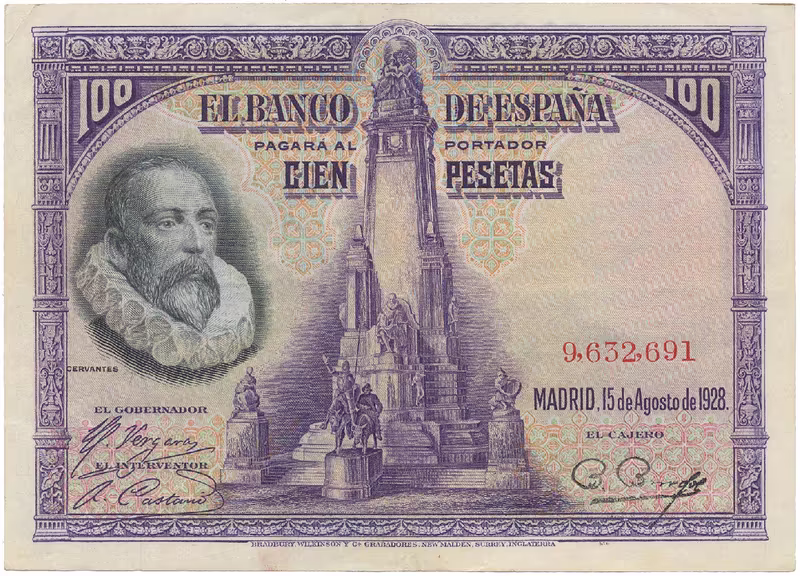 Španělsko, 100 Pesetas 1928, bez série, P.76a