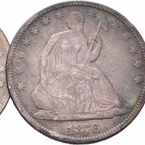 1/2 Dollar 1876 + 1/2 Dollar 1876 S, KM.A99, oběhové zachovalosti_2 ks
