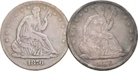 1/2 Dollar 1876 + 1/2 Dollar 1876 S, KM.A99, oběhové zachovalosti_2 ks — 1