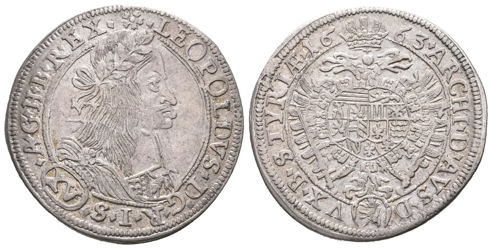 XV Krejcar 1663, Graz, Nech.2146, pěkná zachovalost, lehce prohnutý ražbou, — 1