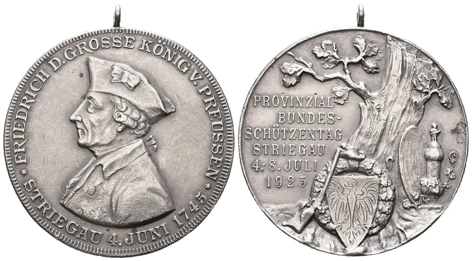 AR Medaile 1925 - Provinční spolkový střelecký den v Striegau, Fridrich Veliký. — 1