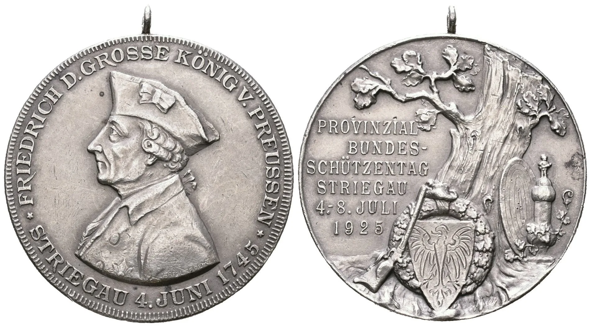 AR Medaile 1925 - Provinční spolkový střelecký den v Striegau, Fridrich Veliký. — 1