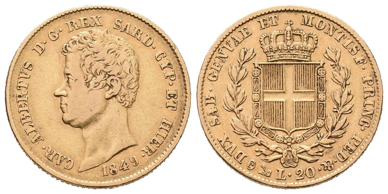 Sardínie, 20 Lira 1849 P