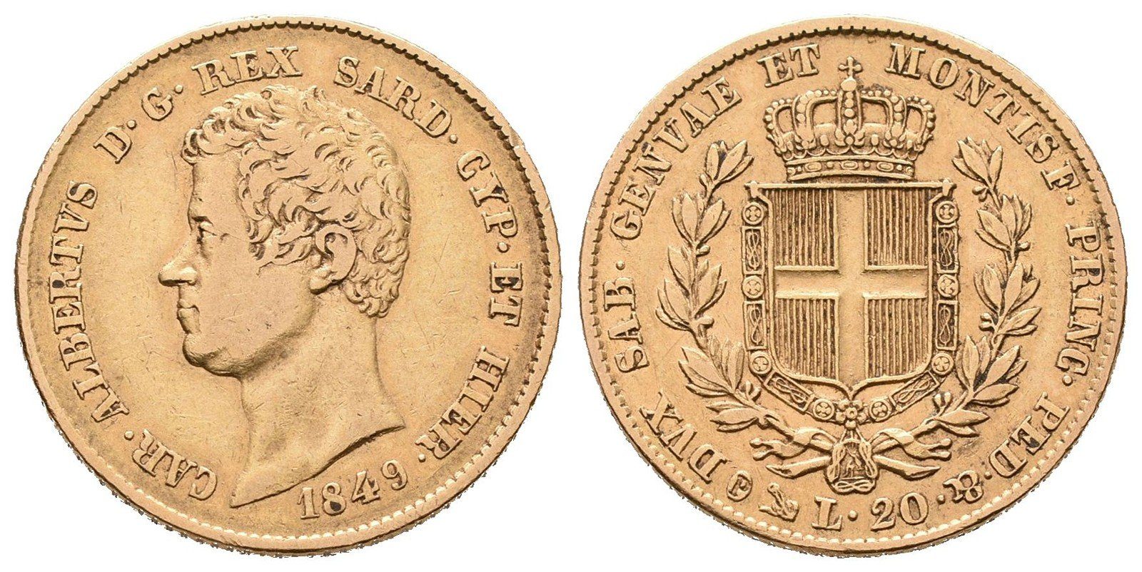 Sardínie, 20 Lira 1849 P