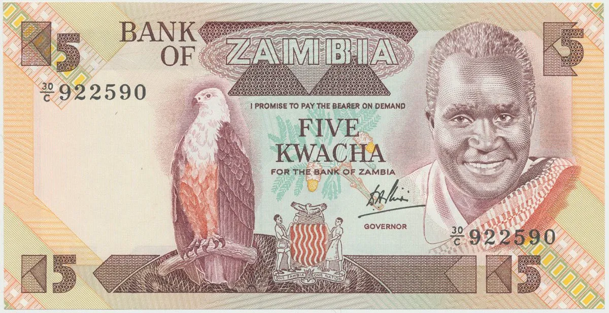 Zambie, 5 Kwacha (1986~1988), P.25c