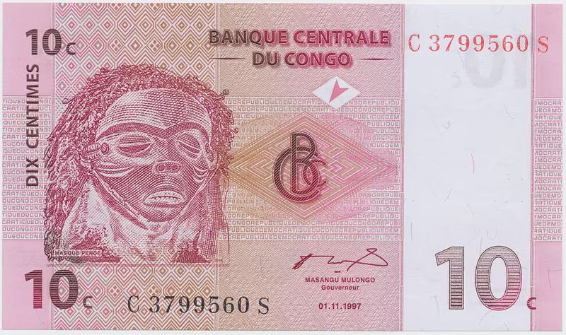 Kongo Dem. Republika, 10 Centimes 1997, P.82