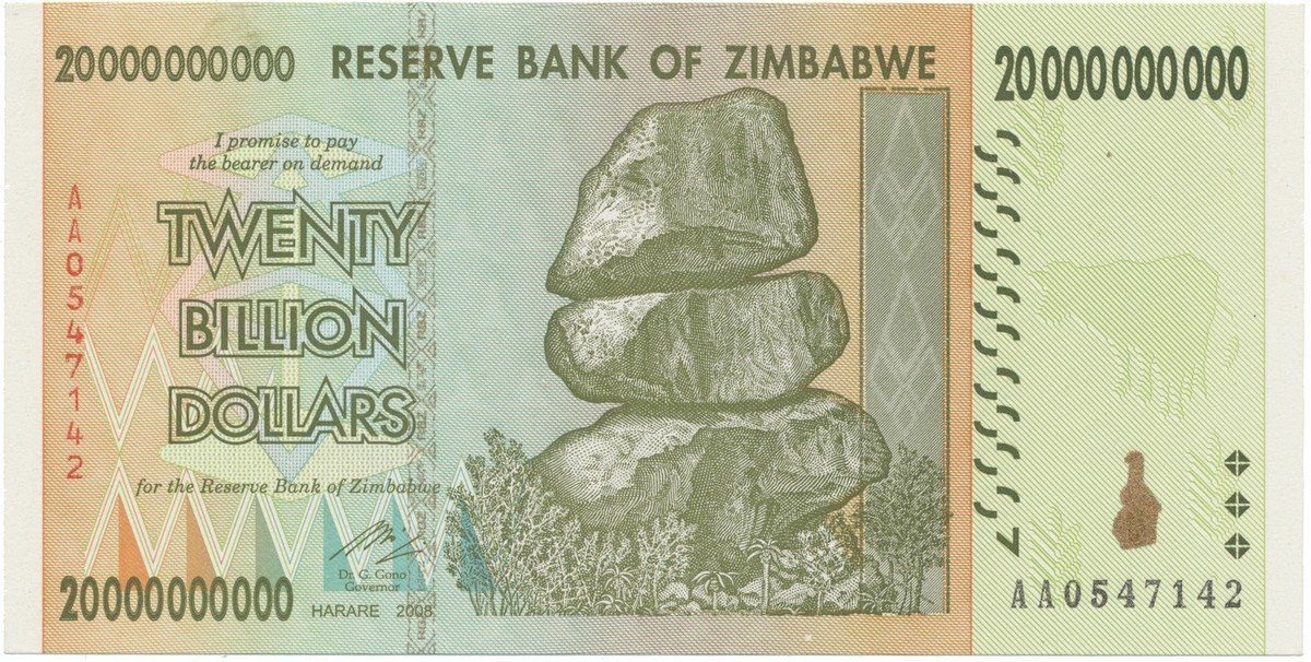 Zimbabwe, 20 Billion Dollars 2008, P.86