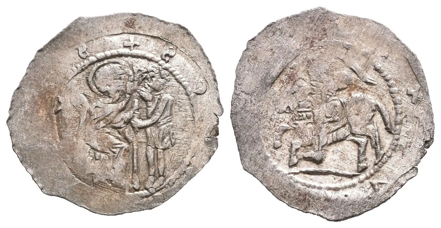 Denár, Cach 561, nedor. opisy, patina, vada střížku (0,68 g) — 1