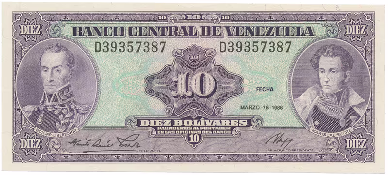 Venezuela, 10 Bolivares 1986, P.61a