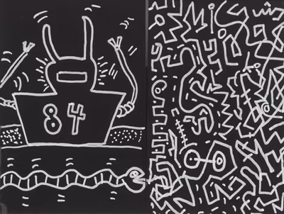 Keith Haring: Keith Haring (1958 - 1990) - Untitled (Robot and Snake)