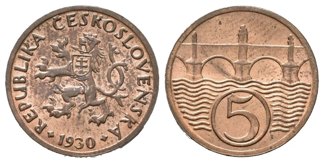 5 Haléř 1930, luxusní zachovalost, lesk, patina_R! — 1