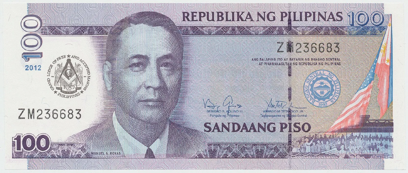 Filipíny, 100 Piso 2012, pamětní vydání, P.213