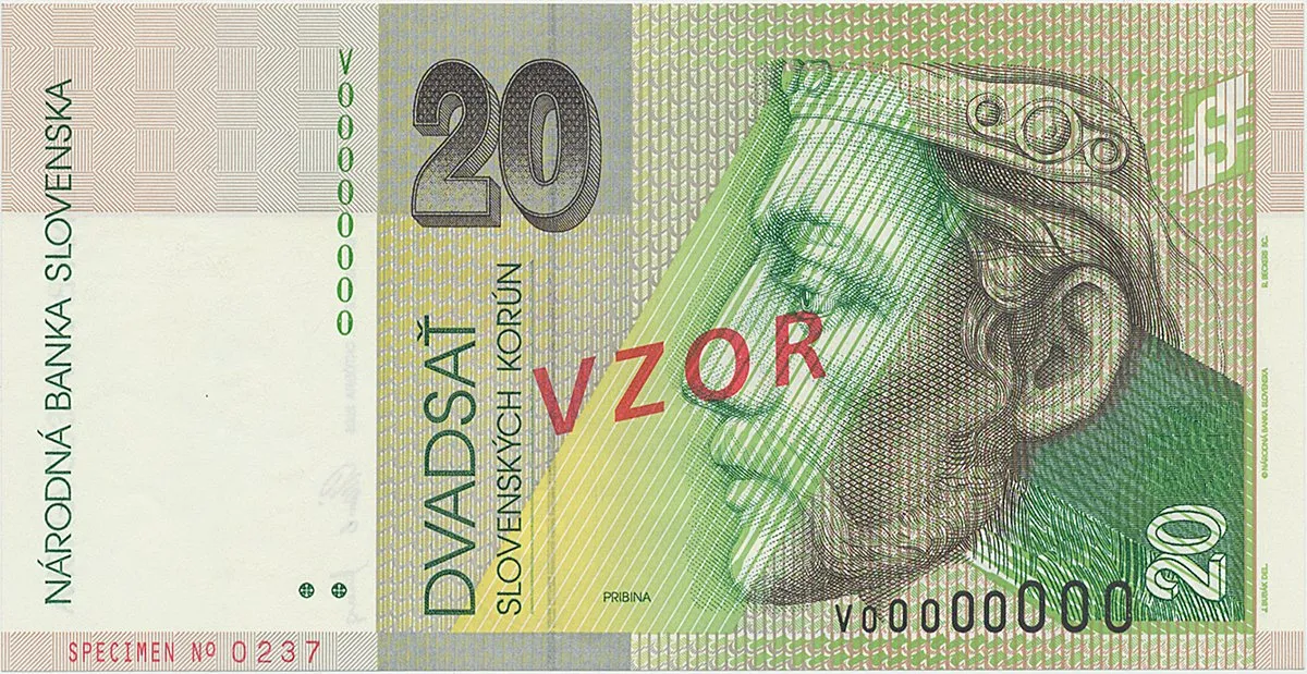 20 Koruna / 20. 10. 2006, V 00000000, bankovní vzor, Hej.SK48V1