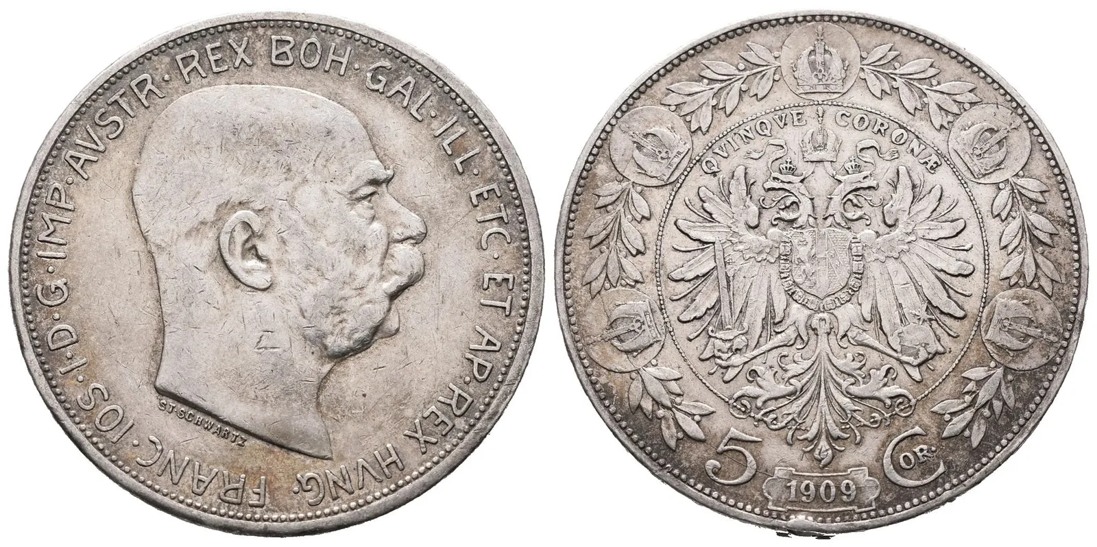5 Koruna 1909 Schwartz
