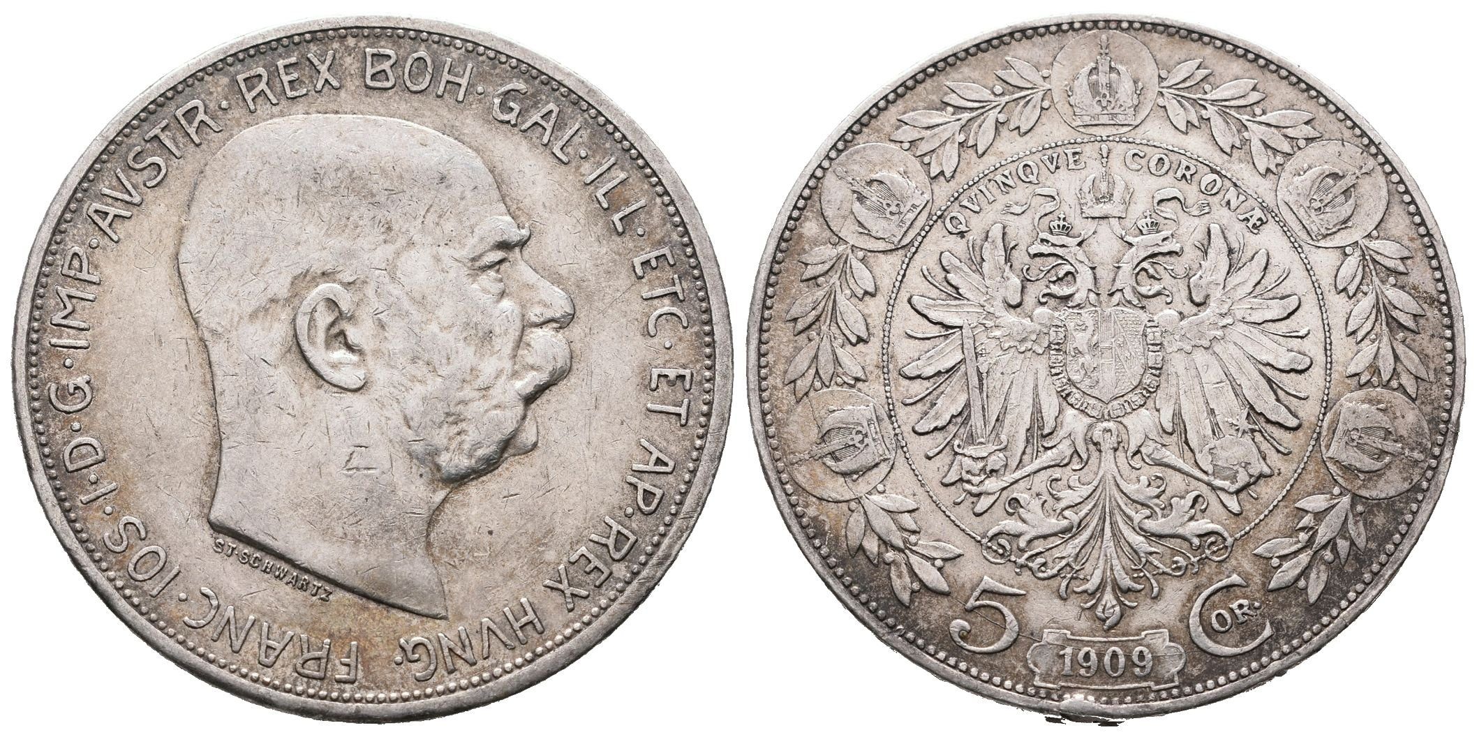 5 Koruna 1909 Schwartz