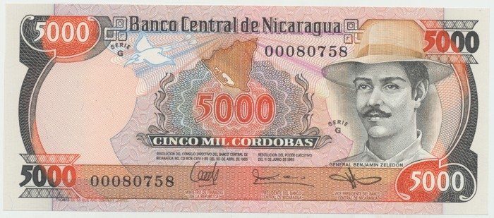 Nikaragua, 5000 Cordobas 1985, P.146