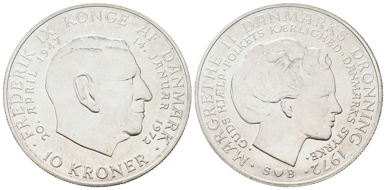 Dánsko, 10 Kroner 1972 - Pamětní