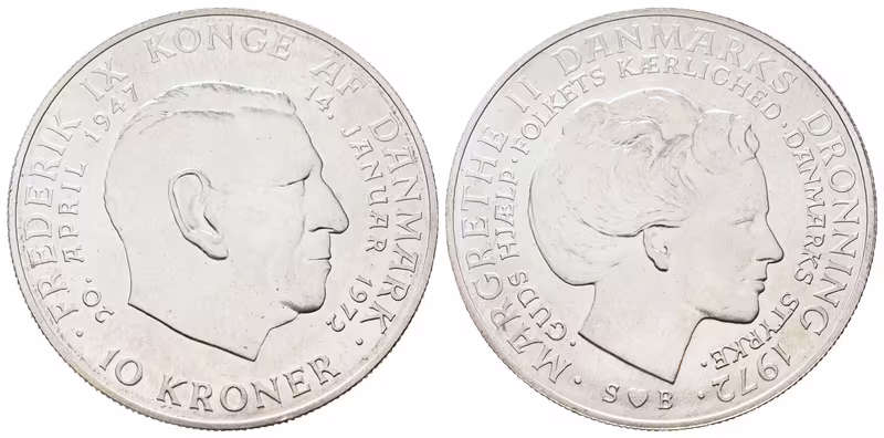 Dánsko, 10 Kroner 1972 - Pamětní