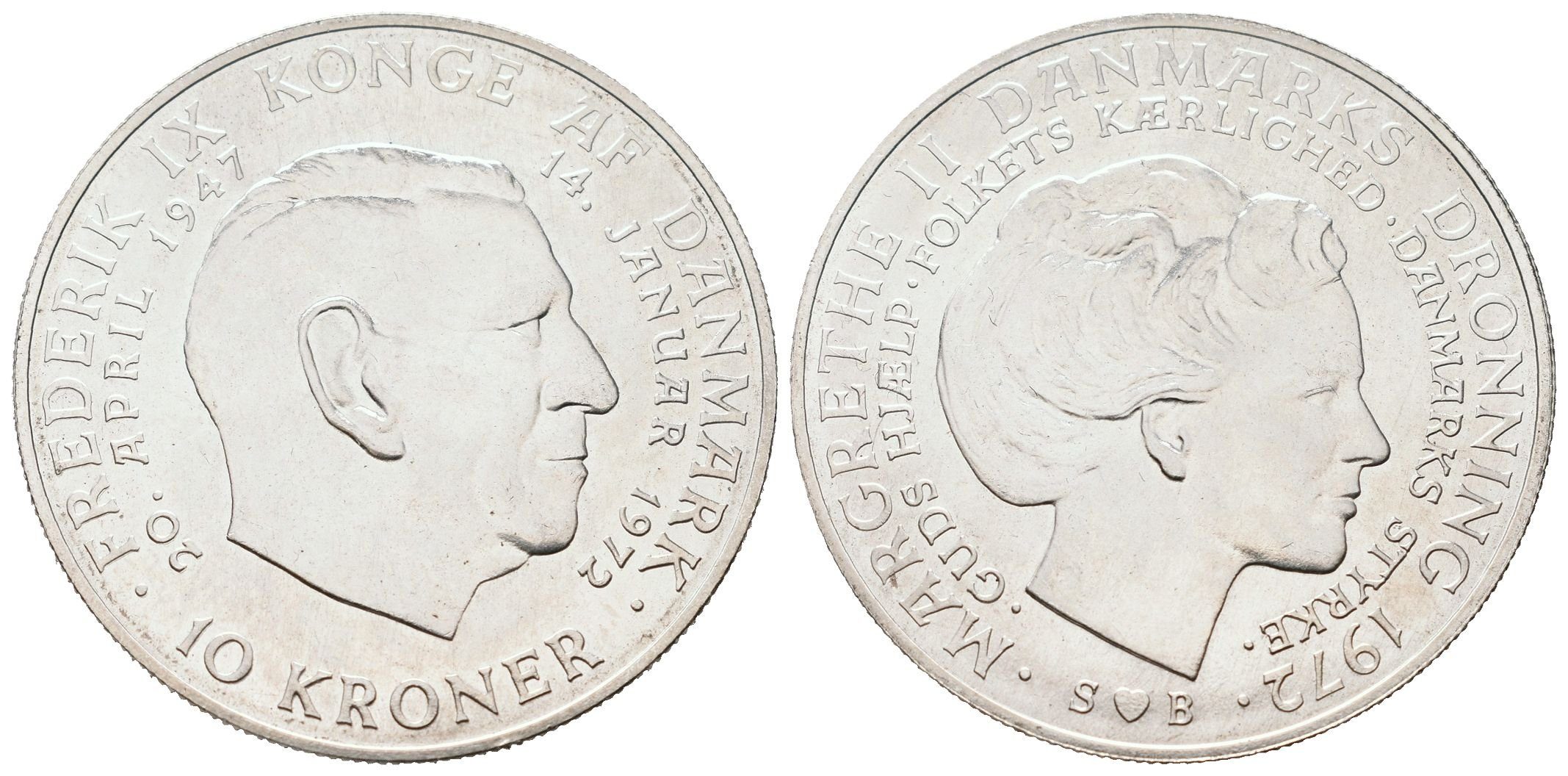 Dánsko, 10 Kroner 1972 - Pamětní