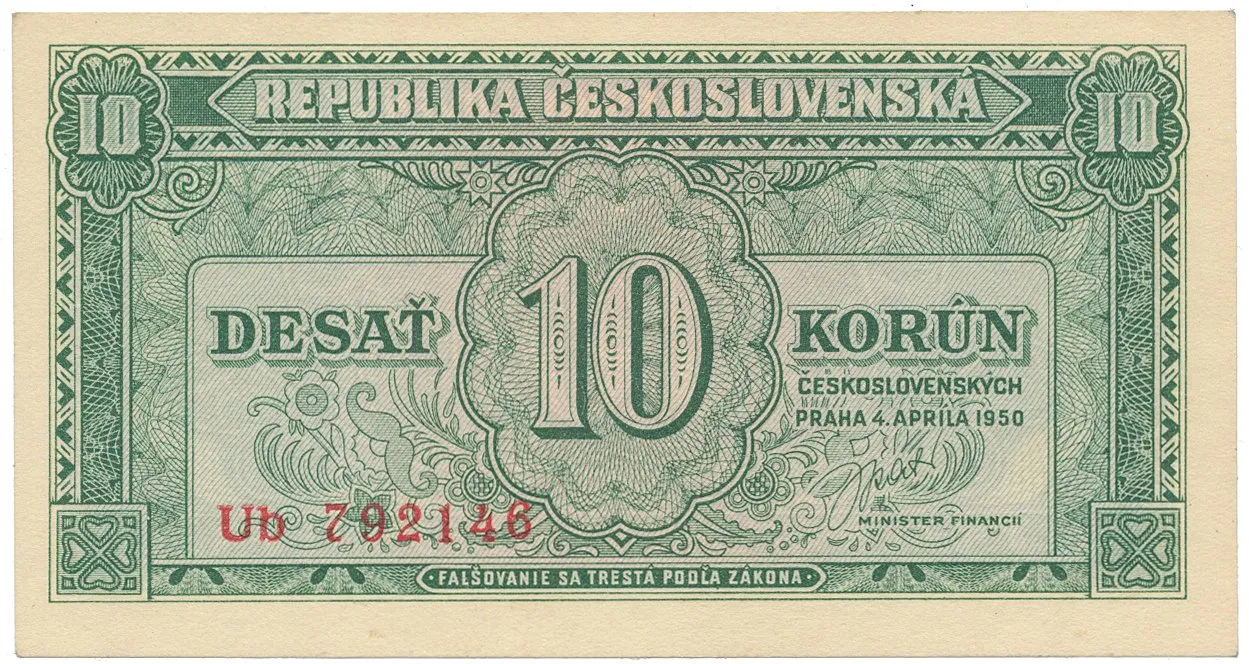 10 Koruna 1950, série Aa - Zh, Hej.86b