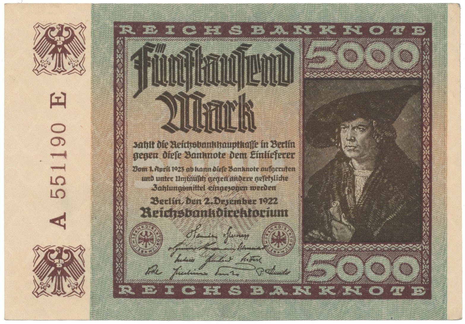 Německo, 5000 Mark 1922, Ro.80c