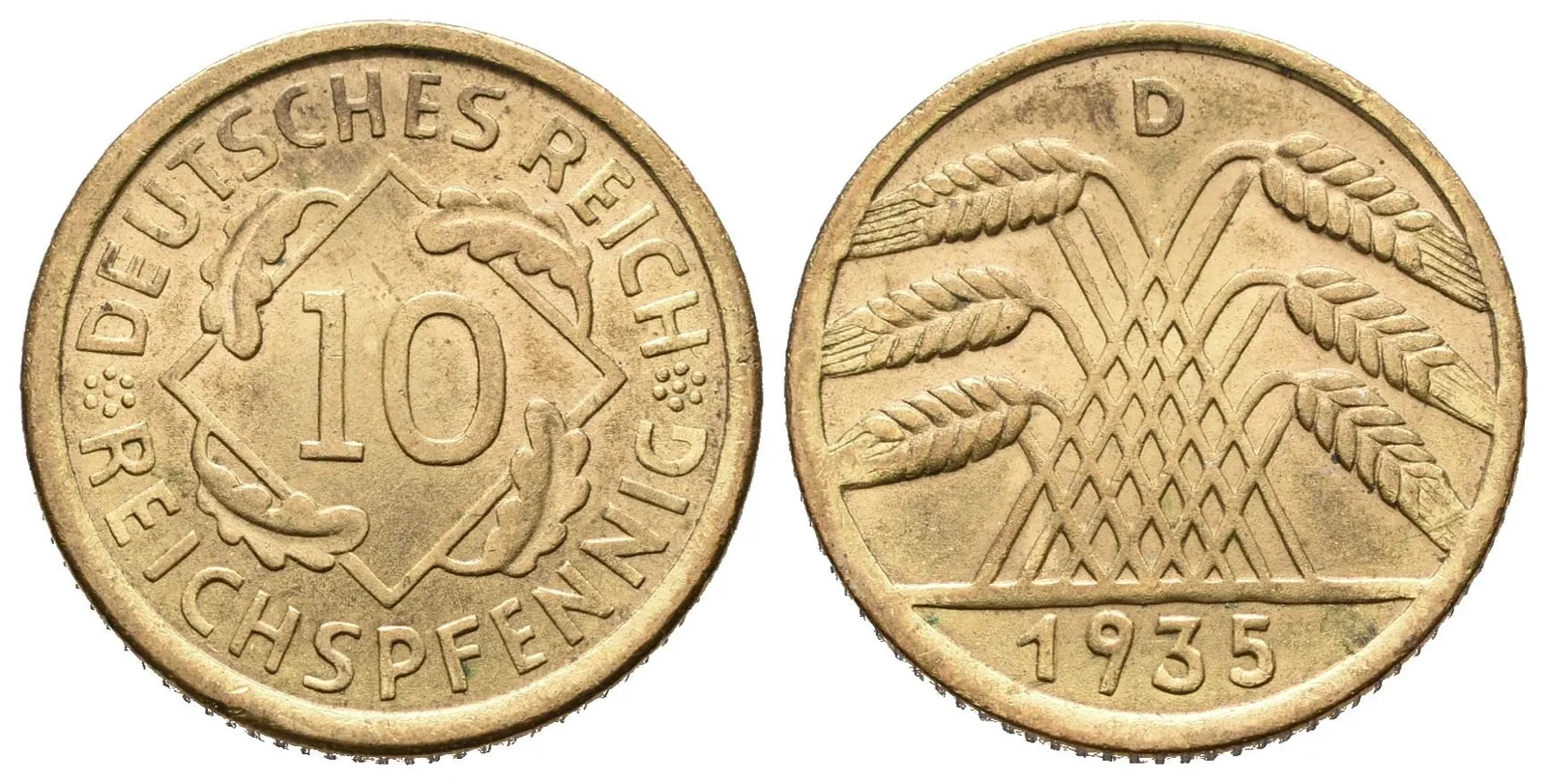 III. říše, 10 Pfennig 1935 F