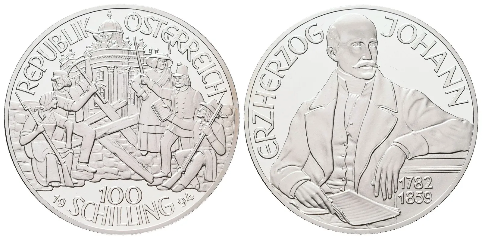 Rakousko, 100 Schilling 1994 - Arcivévoda Johann