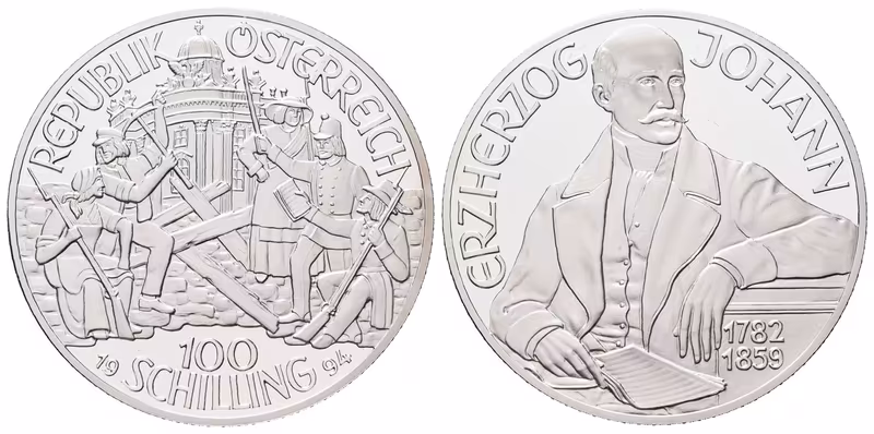 Rakousko, 100 Schilling 1994 - Arcivévoda Johann