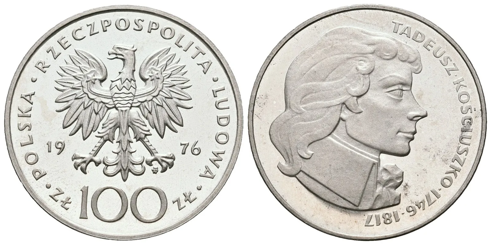 Polsko, 100 Zlotých 1976 - Tadeáš Kosciuszko