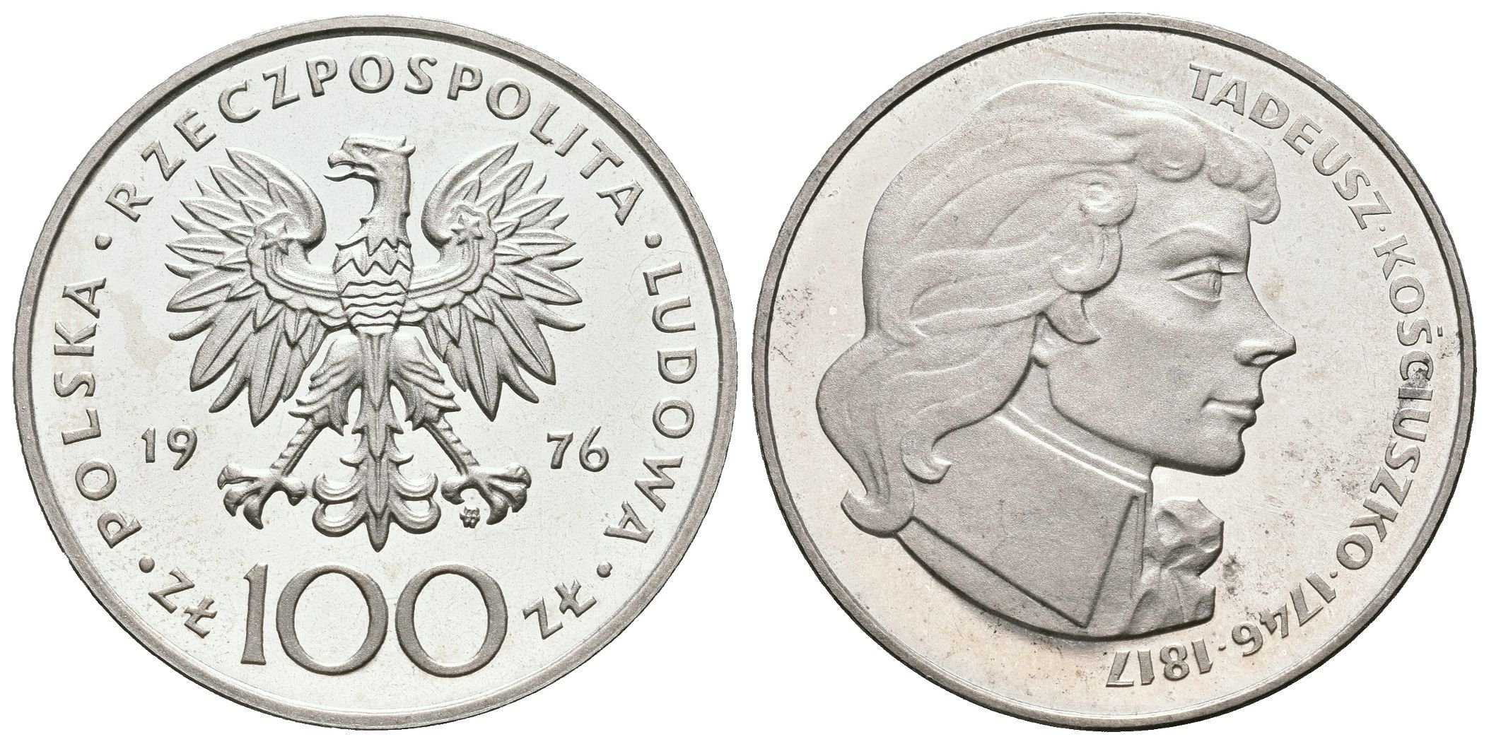 Polsko, 100 Zlotých 1976 - Tadeáš Kosciuszko