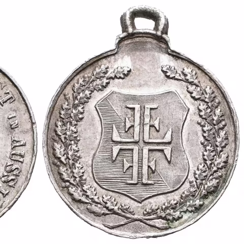 AE Medaile 1876 - III. župní gymnastické slavnosti v Ústí nad Labem. Cín 27 mm, patina