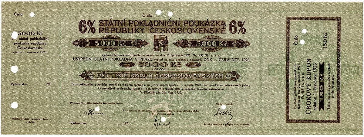 Státní pokladniční poukázky, 1919 - 1939 — 1