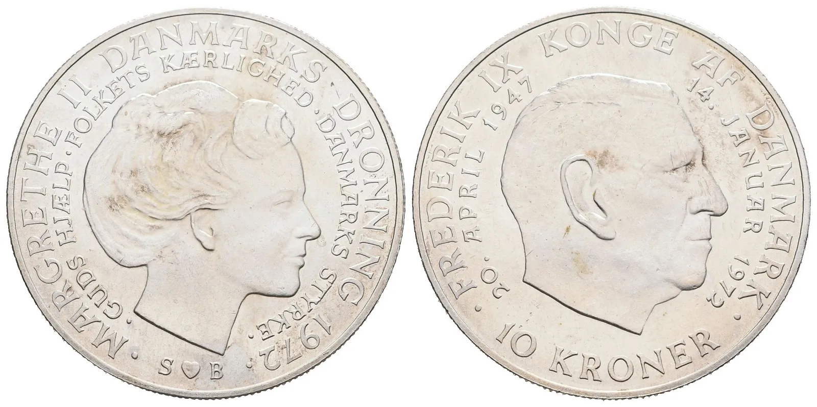 Dánsko, 10 Kroner 1972 - Pamětní