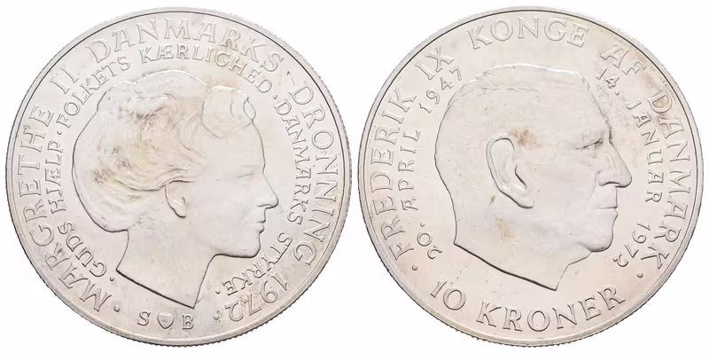 Dánsko, 10 Kroner 1972 - Pamětní
