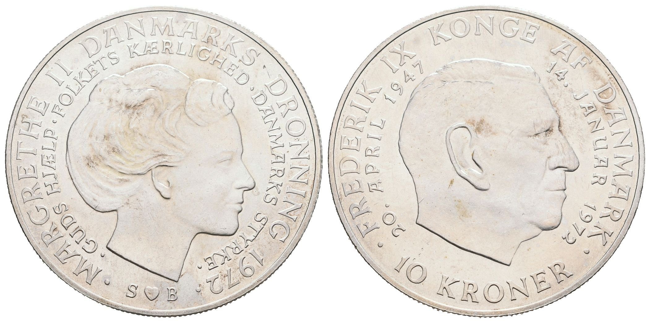 Dánsko, 10 Kroner 1972 - Pamětní