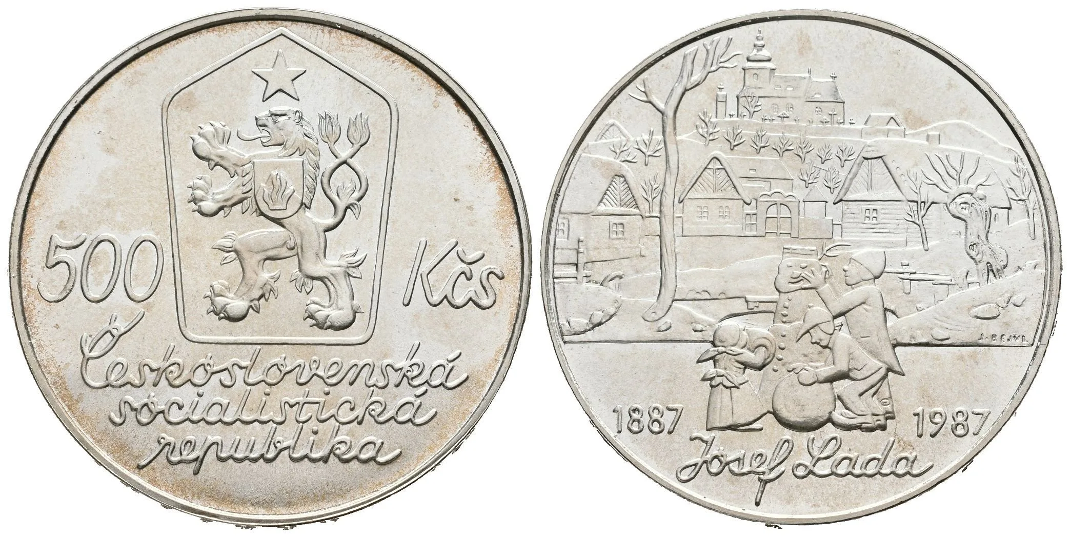 500 Kčs 1987 - Josef Lada, Aurea.169, lesk, patina — 1