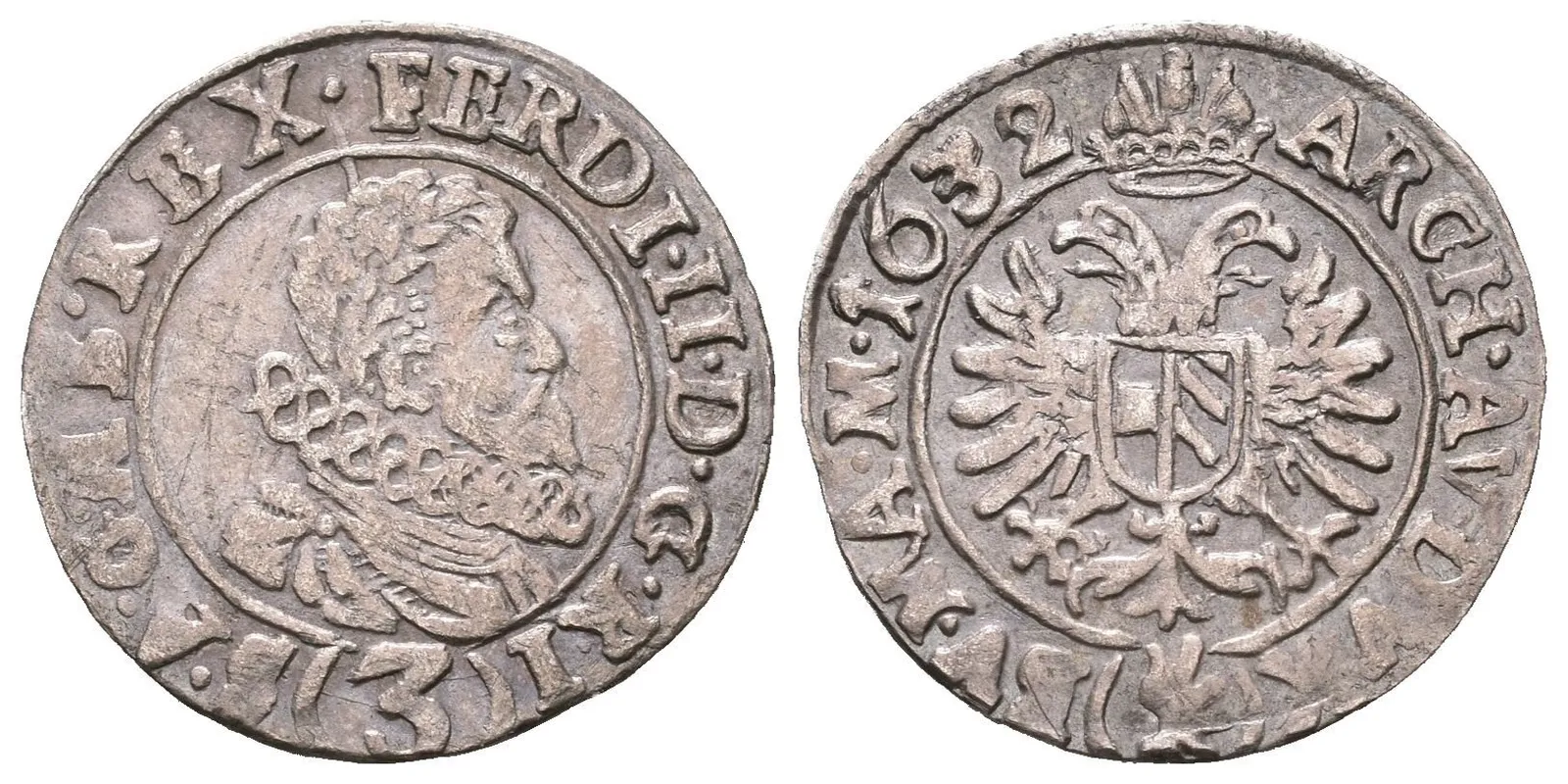 3 Krejcar 1632, Jáchymov-Steinmüller, Hal.844, patina, lehce exc. — 1