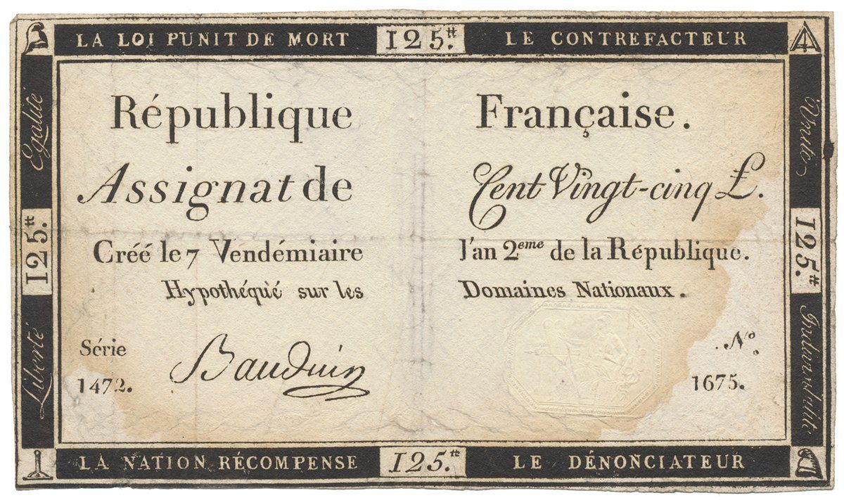 Francie, 125 Livres 1793, P.A74