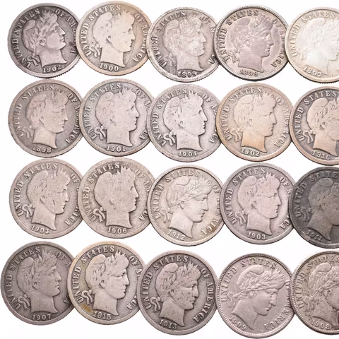 Soubor mincí - Dime 1892, 1897, 1898, 1899, 1899 O, 1900 S, 1901 O,