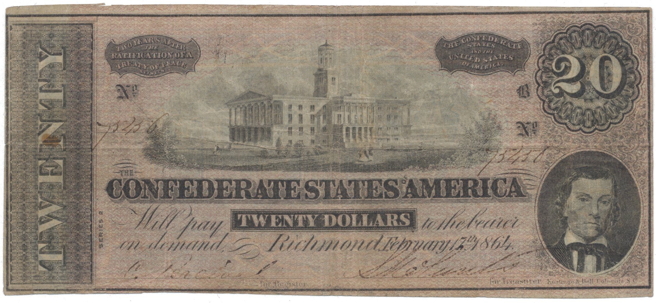 CSA, 20 Dollar 1864, P.69