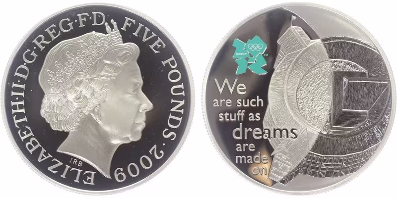 Velká Británie, 5 Pounds 2009, Olympiáda Londýn 2010, PROOF